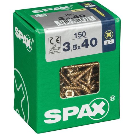 SPAX Lot de 150 vis acier tête fraisée pozidriv SPAX, Diam.3.5 mm x L.40 mm (1/5)