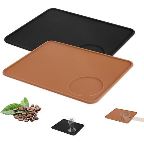 Lot de 2 tapis de tassage – Silicone – Antidérapant – Étanche et résistant – Coin café et expresso (1/5)