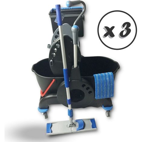 Chariot de nettoyage Giotto black 2 x 15 litres Avec balai à frange - Quantité x 3 - Kit ménage pro complet (1/5)