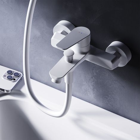 AM.PM Badewannenarmatur Wannenarmatur Weiss Einhebelmischer Wandmontage Bad Messing Badewannen Armaturen (1/5)