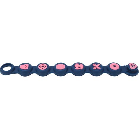 Porte-bobines bracelet bleu, silicone durable, portable et inventif, accessoire couture pratique pour machine à coudre, range-bobines stylé, 1 pièce, design ergonomique. (1/5)