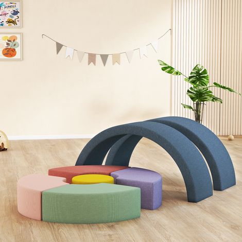 Parcours motricité bébé module motricité bébé 7 pièces avec housse lavable 107 x 107 x 30 cm multicolore (1/5)