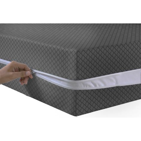 Housse de matelas zippée à enveloppe complète anti-punaises de lit avec protecteur à fermeture éclair pour matelas 30 cm de profondeur et hypoallergénique - Housse de matelas avec fermeture éclair (1/5)