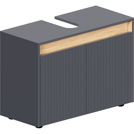 BERNSTEIN - Mobile lavabo da appoggio MDF Antracite opaco 80x35x54cm (LxPxA) + 2 ante - BELDIVO	Antracite opaco