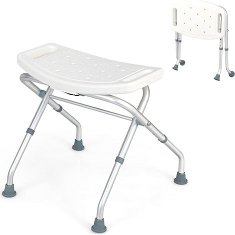 Rutschfester Duschhocker, höhenverstellbar von 49–52,5 cm, faltbarer Aluminium-Dusch-/Badestuhl mit Armlehnen, 150 kg schwerer Duschsitz für Erwachsene für ältere, behinderte und schwangere Menschen