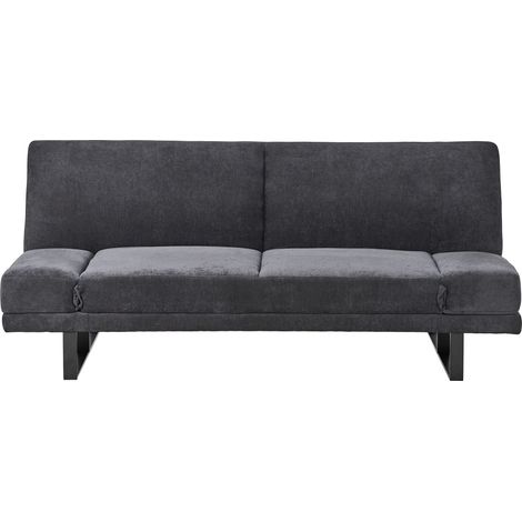 Sofa Bed 2 Seater YORK Chenille Black