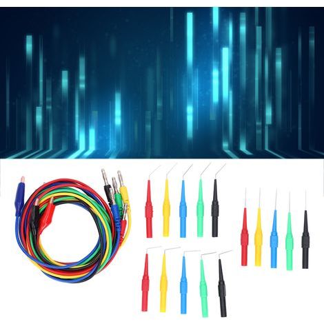 Kit de cables de prueba con conectores banana, pinzas niqueladas y puntas de perforación para multímetro, modelo JT8005 (1/5)