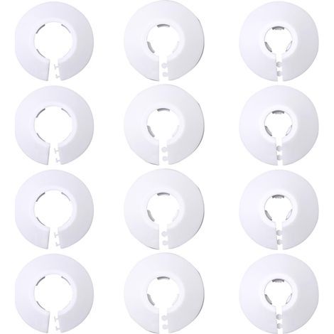 Couvercle de Tuyau de Radiateur Colliers, 12 Pièces Cache Tuyau plomberie, Rosace radiateur, pour Tuyau de Type 12, Type 16, Type 20, rosaces pour tuyaux de Chauffage, Blanc (1/5)