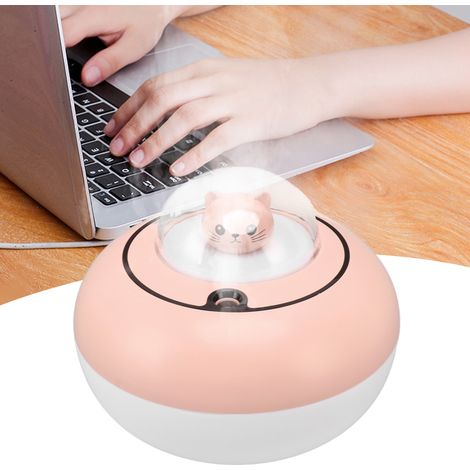 Miniatur-Tischluftbefeuchter in Katzenform, USB, ABS, tragbar, automatisch, rosa. (1/5)