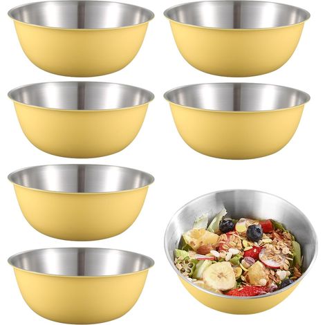 Lot de 6 Bols, Acier inoxydable, Diamètre 17 cm, Lave-vaisselle, Saladier,, Snacks