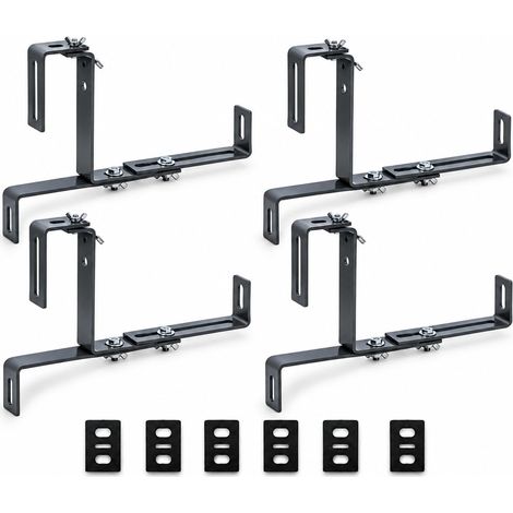 4x Supports de jardinière réglables pour parapets et garde-corps de balcon – Gris anthracite (1/5)