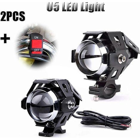 Lot de 2 phares LED U510W 12V pour moto, feux auxiliaires, feux de route, feux de jour, feux de brouillard, feux de croisement/route, projecteurs pour voiture (1/3)
