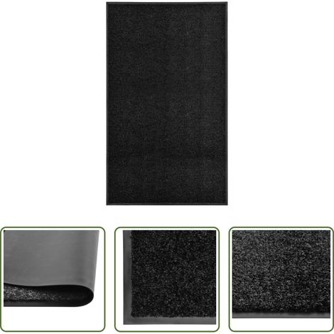 vidaXL Innen- und Außenfußmatte -  Fußmatte Waschbar Schwarz 90x150 cm (1/5)