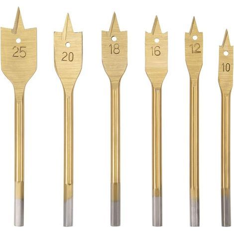 AIDUCHO Forets À Bêche Pour Pagaie En Bois Mèche Plate 10 12 16 18 20 25 Mm Tige Hexagonale Pour Le Travail Du Bois Bricolage Outil De Coupe, Acier Rapide 6 En 1 Ensemble (1/4)