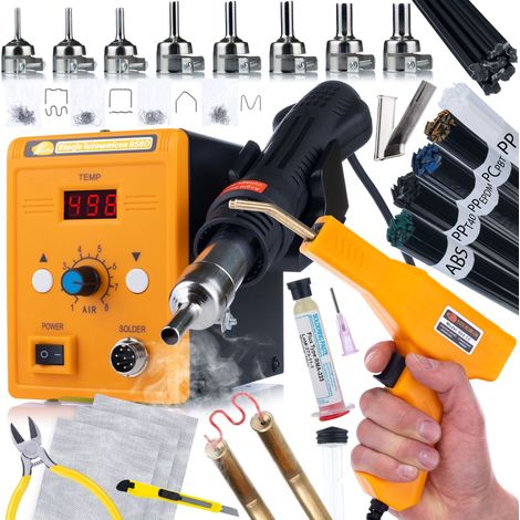 Stazione Saldante Hot-Air 858D – Potenza 700W, Regolazione Temperatura 100–500°C  Set Completo per Saldatura e Riparazione Plastica (1/5)