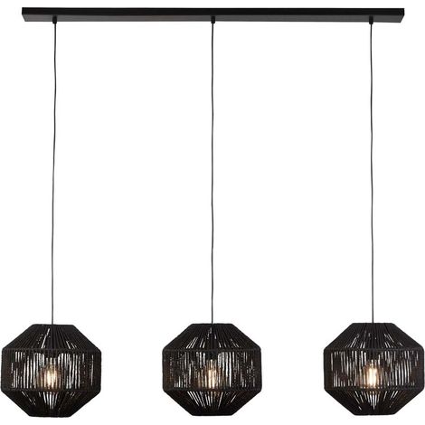 Hängeleuchte Pendelleuchte Deckenlampe Schwarz Stahl 3-Flammig Esszimmerleuchte (1/2)