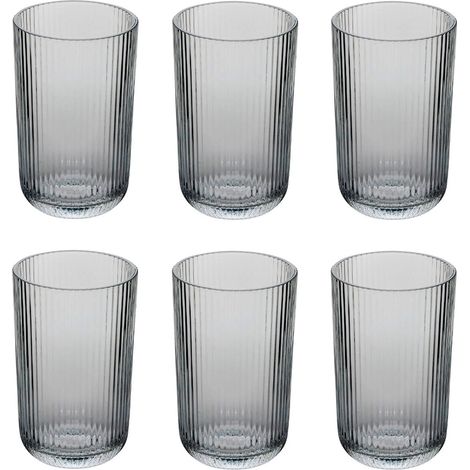 Lot de 6 Gobelets Hauts Strie "Ema" 43cl Gris
