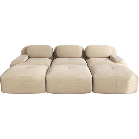 ELVMI Sofá de esquina modular 4 piezas con reposabrazos anchos y diseño ergonómico en tejido de pana Beige (1/5)