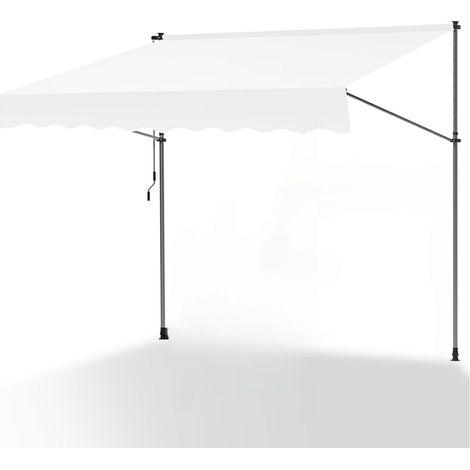 Randaco Klemmmarkise mit Handkurbel, 300x120cm Balkonmarkise, UV-beständig 50+ höhenverstellbar Sonnenschutz ohne Bohren für Terrasse und Balkon Creme