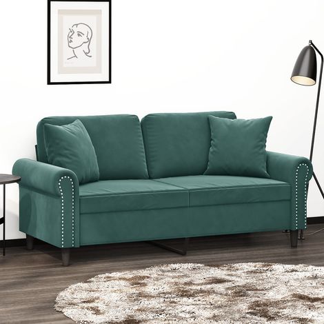 Sofá de 2 plazas con cojines terciopelo verde oscuro 140 cm vidaXL