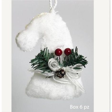 6 cappellini innevati 8x12 cm per albero di natale - colore bianco - decorazioni addobbi
