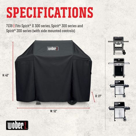 Housse de barbecue 51 pouces pour Weber Spirit II série 300 et Genesis 300, maison robuste et imperméable compatible avec les modèles Spirit E-310 et E-320, protection imperméable pour barbecue d'exté