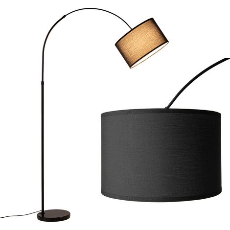 Lampadaire arc réglable Ø40 cm en métal et marbre, E27, noir
