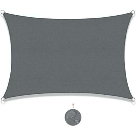 Voile d'ombrage Rectangulaire 2x4m Imperméable Toile Ombrage UV Protection pour Patio Jardin, Terrasse,Extérieur, Balcon, Gris (1/4)