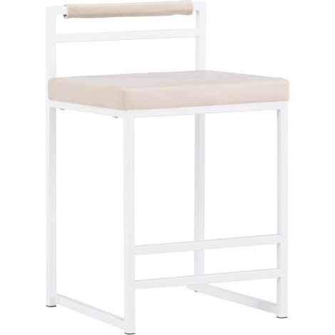 Chaise de Bar en Velours "Opelika" 80cm Beige (1/5)