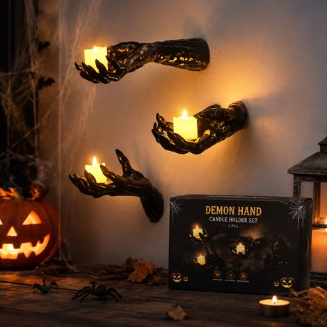 Décoration Halloween Main de Démon Effrayante - Fausse Main Réaliste avec Ongles pour Bureau, Maison ou Scène d'Horreur - Lot de 3 Pièces-lsw