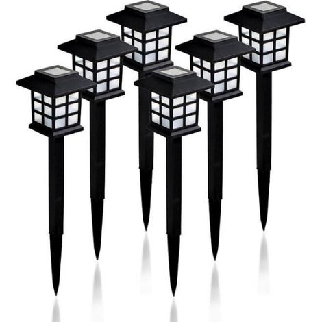 Lot de 6 lampes solaires dextérieur pour jardin, 12 heures dautonomie, étanche, marchearrêt automatique, pour paysage, allée, (1/4)
