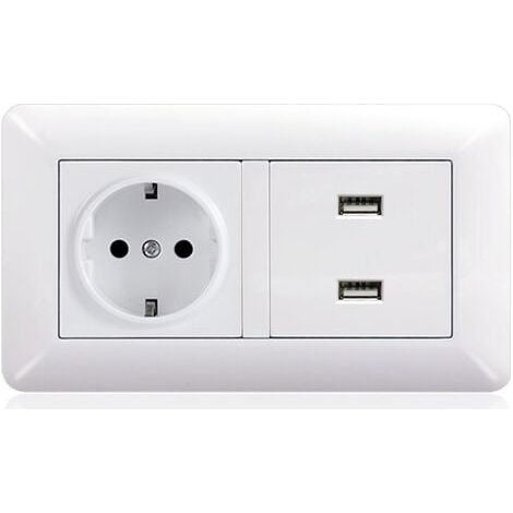 Multi-Power USB Wall Socket, USB Charger with 1 AC Output, 3 USB Ports, Electrical Wall Plug Compatible with iPhone/iPad, Ideal for Bedroom, Office, Home (White, Arc) (1/2)