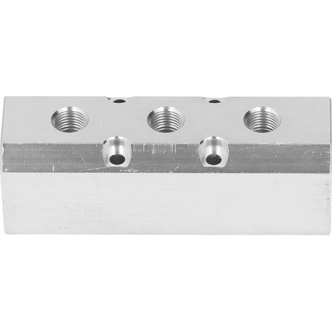 Distributeur pneumatique aluminium 40x40mm, bloc manifold grand débit, entrée G1/2 sortie G1/4, modèle SY40-02-3F, régulateur d'air robuste. (1/5)