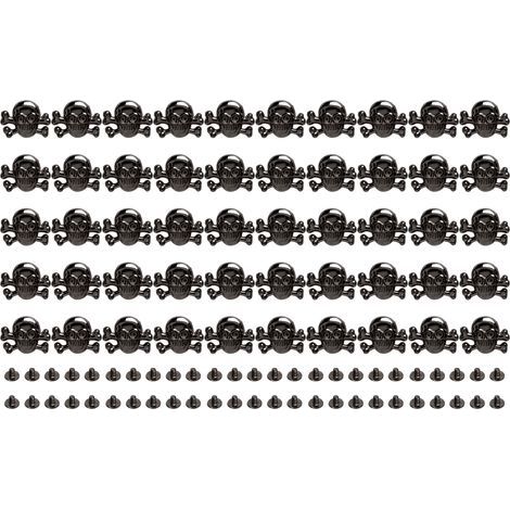 50 Sets gotische Totenkopfnieten, DIY-Nietzubehör für Schuhe und Gürtel in Silber und Schwarz (1/5)