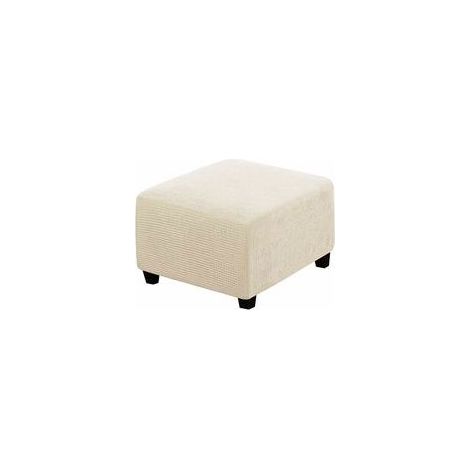 (beige) Housses extensibles, Housses de protection carrées en tissu élasthanne pour tabouret de rangement, repose-pieds, avec élastique en bas, pour meubles (1/5)