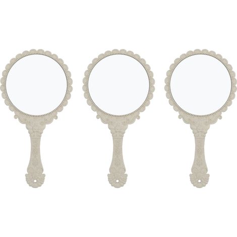 Miroir De Maquillage Portable - Motif Rétro Carré Ou Rond - Avec Poignée Ergonomique - Pour Voyage Et Usage Quotidien - 1 Pièce (1/5)