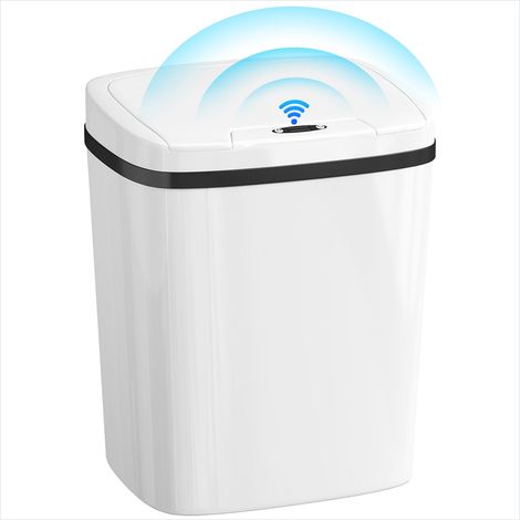 Poubelle automatique ABS blanc 15L avec capteur de mouvement, sans contact, pour cuisine moderne (1/5)