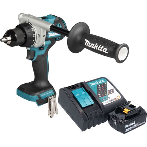 Taladro atornillador a batería Makita DDF 492 RT1 18 V 141 Nm sin escobillas + 1 batería de 5,0 Ah + cargador