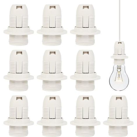 Support de lampe E14 10pcs support de lampe vintage adaptateur de douille E14 pour ampoule spirale E14 CFL, blanc (1/5)