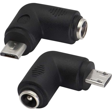 (2er-Pack – Micro) 5,5 x 2,1 mm auf Micro-USB 5 V DC 90°-Strom- und Ladeanschluss für Handys, Tablets, MP3-Player und Micro-USB-Geräte – Crezuo