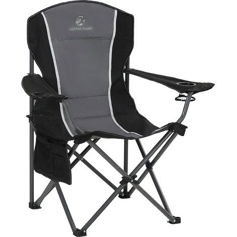 Chaise de Camping Pliable jusqu'Ă 160kg Noir-Gris (1/5)