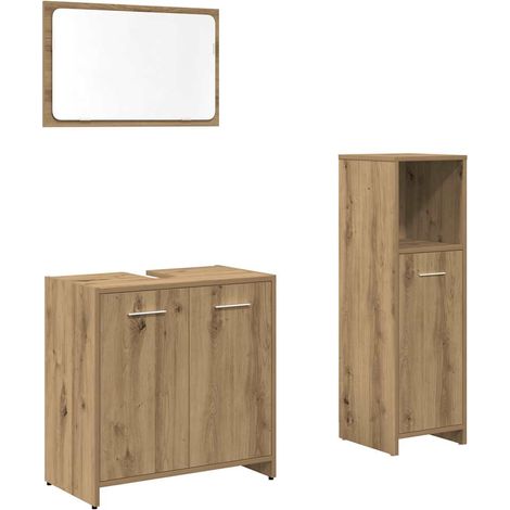 Maison Exclusive - 3-tlg. Badmöbel-Set Artisan-Eiche Holzwerkstof