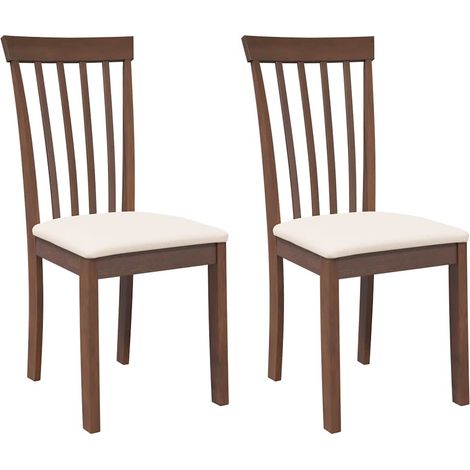 Lot de 2 Chaises à manger,Chaise de cuisine coussins marron bois massif caoutchouc CFW55866 (1/5)