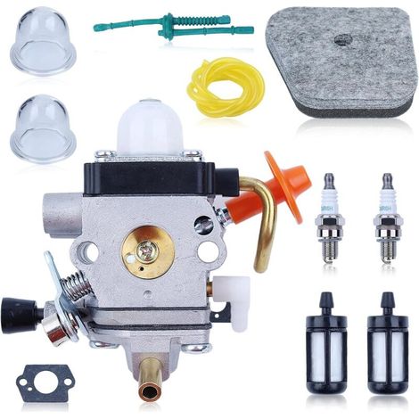Vergaser für STIHL Rasenmäher FS90, FS110, HT101, FS130, FS100, FS110R, KM110R, KM130, HL100, FS90, inklusive Luftfilter, Kraftstofffilter und Ölfilter. Ersetzt die Teilenummer 4180-20-0604.