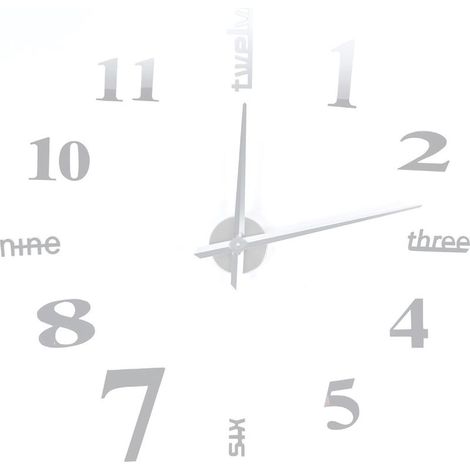 1 ensemble d'autocollants muraux horloge créatifs pour salon - montre argentée de 120 cm (1/5)