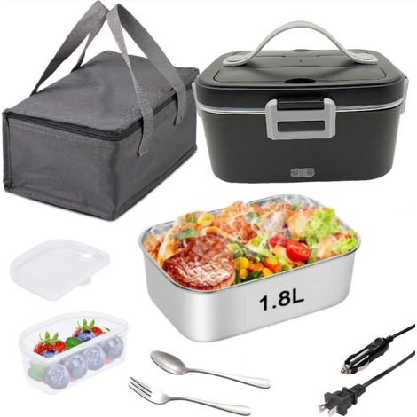 Boîte à lunch électrique pour la maison, en acier inoxydable 304, comprenant une cuillère, une fourchette et un sac isotherme,