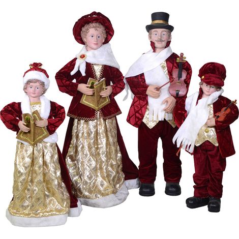 Famiglia cantori in Tessuto bordeaux set 4pz cm 21x15xh70