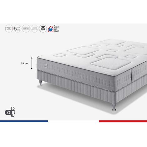 Ensemble matelas sommier 140 x 190 SIMMONS Hauteur 25 cm - Ressorts ensachés Sensoft - Fabriqué en France - SW3 (1/5)