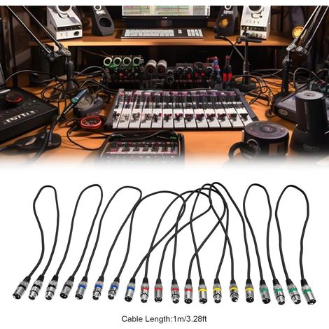 10Pack Dmx Kabel 1m 3 Stifte, XLR Kabel Set 3 Poliges Dmx Signalverbindungskabel Dmx Light Cable, Dmx Signalanschluss Kabel Kanone für Dmx-Lichtsteuerung Moving Head Bühnenscheinwerfer, Schwarz