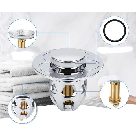 Tappo Lavandino Pop-Up Bagno Scarico Universale Con Filtro Anti-Intasamento